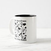 Plant meer bomen sparen de bijen tweekleurige koffiemok (Voorkant links)