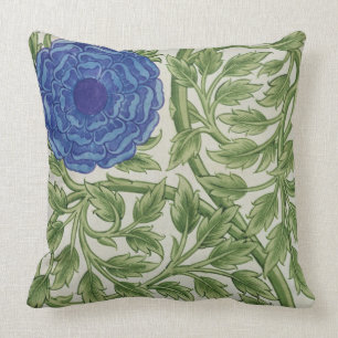 Plant met blauwe bloem (m/v papier) kussen