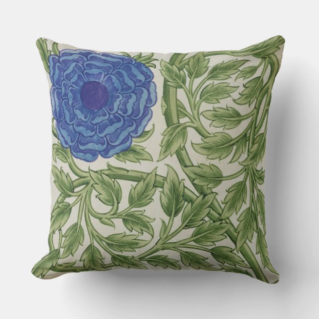 Plant met blauwe bloem (m/v papier) kussen (Voorkant)