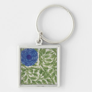 Plant met blauwe bloem (m/v papier) sleutelhanger