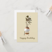 Plant met mediterraan potlood Happy Birthday-kaart Kaart (Voorkant / Achterkant in situ)