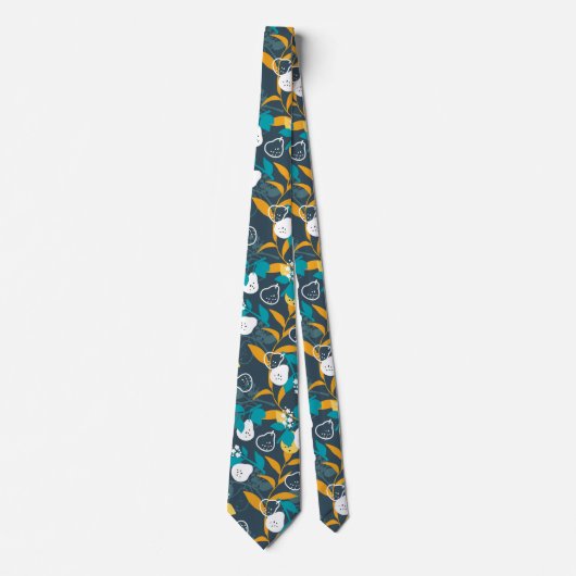 Plant met peervruchten in zwart kleurenpatroon stropdas (Voorkant)