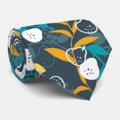 Plant met peervruchten in zwart kleurenpatroon stropdas (Opgerold)