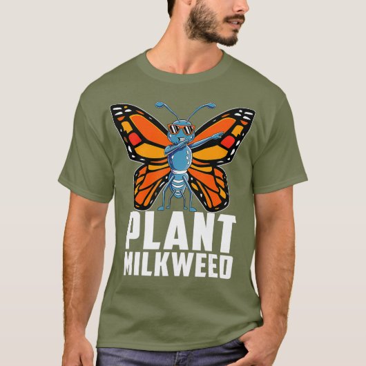 Plant Milkweed T Shirt Dabbing Monarch Butterfly (Voorkant)