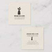 Plant minimalistisch Nutritionist Black White Vierkante Visitekaartje (Voorkant / Achterkant)