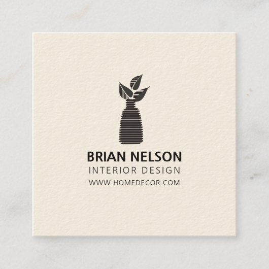 Plant minimalistisch Nutritionist Black White Vierkante Visitekaartje (Voorkant)