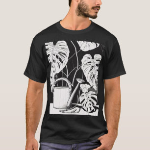 Plant Moeder Minimalistische Lijnkunst Monstera Bl T-shirt