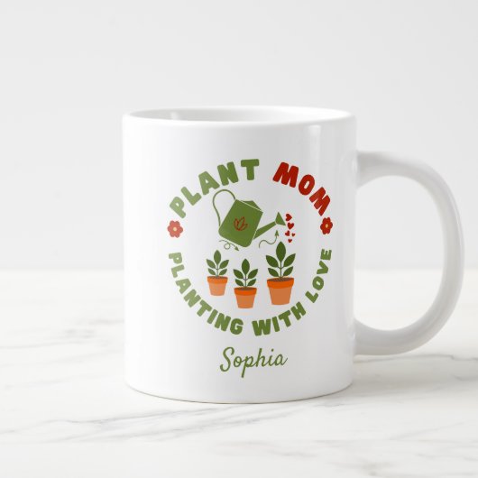 Plant Moeder Planten Met Liefde Gepersonaliseerd Grote Koffiekop (Rechts)