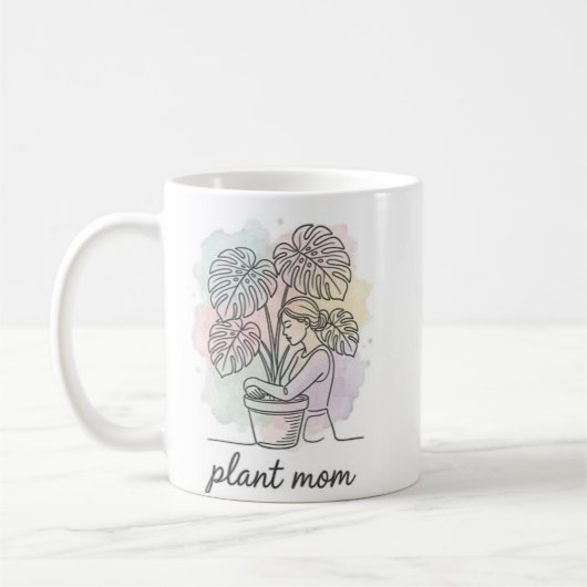 Plant Moeder Waterverf Spat Aesthetische Mok (Links)