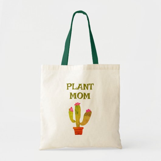 Plant Mom canvas tas met leuke bloeiende cactus (Voorkant)
