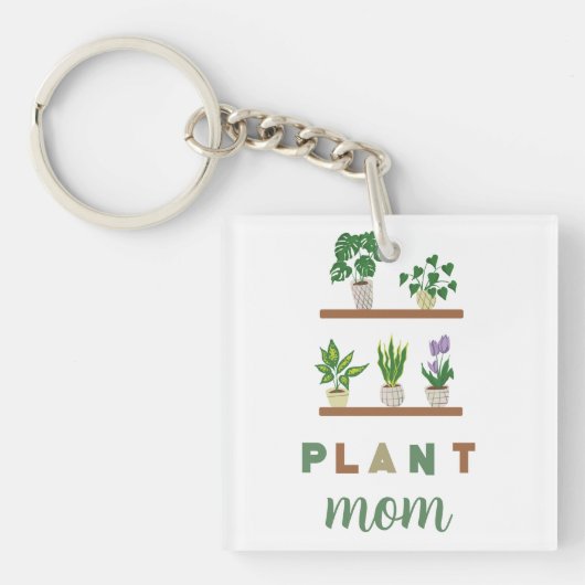 Plant Mom Gift Tropisch groen Sleutelhanger (voorkant)
