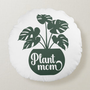 Plant Mom Green Potted Plant Rond Kussen