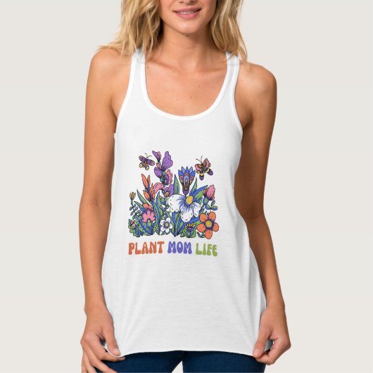 Plant Mom Life Groene Duim Grappige Tuin Vibes Tanktop (Voorkant)