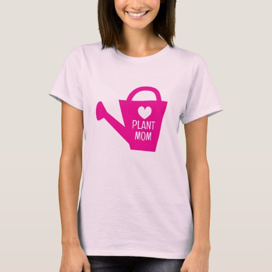 Plant Mom T-Shirt met leuke roze waterkruik (Voorkant)