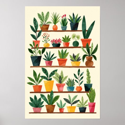 Plant Mom Waterverf Poster (Voorkant)