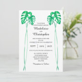 Plant monstera bruiloft kaart (Staand voorkant)
