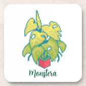 Plant monstera pixelart, Pixel Art  Bier Onderzetter (Voorkant)