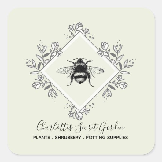 Plant Nursery Garden Supply Bee Logo Label (Voorkant)
