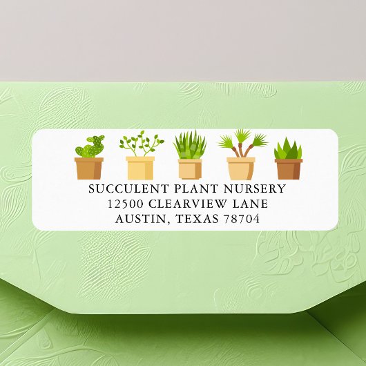 Plant Nursery Succulent Botanist Return Address Etiket