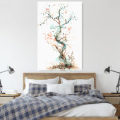 Plant-ontwerp - Artistic Floral Tree Canvas Afdruk (Insitu (Slaapkamer))