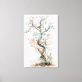 Plant-ontwerp - Artistic Floral Tree Canvas Afdruk