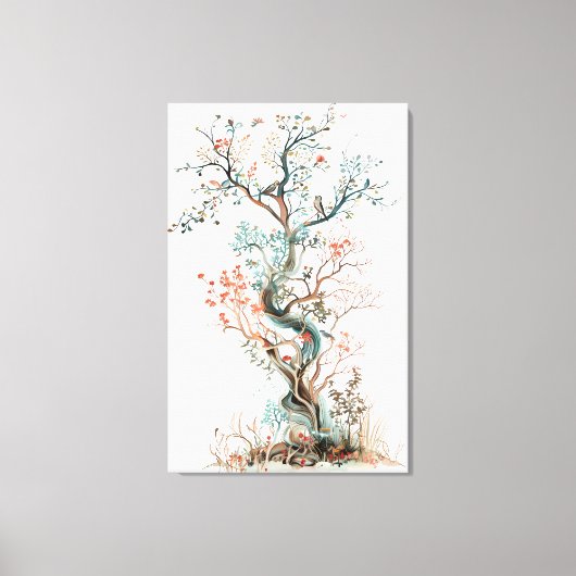 Plant-ontwerp - Artistic Floral Tree Canvas Afdruk (Voorkant)