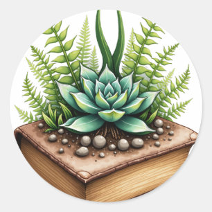 Plant ouders succulenten groeien uit boek Waterco Ronde Sticker