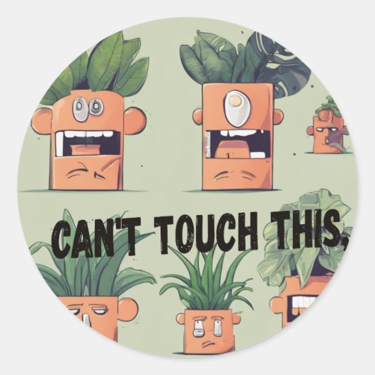 Plant Pals: Huis Planten met Persoonlijkheid Stick Ronde Sticker (Voorkant)