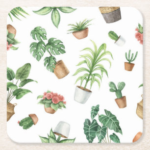 Plant patroon kartonnen onderzetters