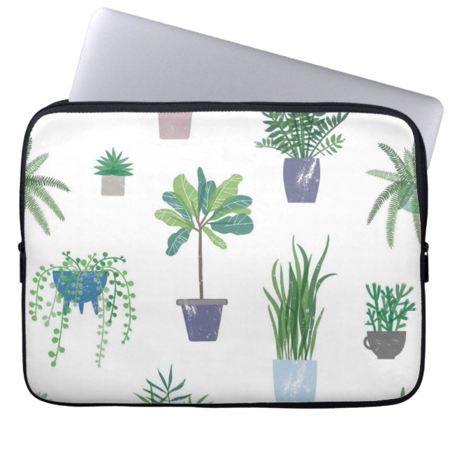 Plant patroon laptop sleeve (Voorkant)