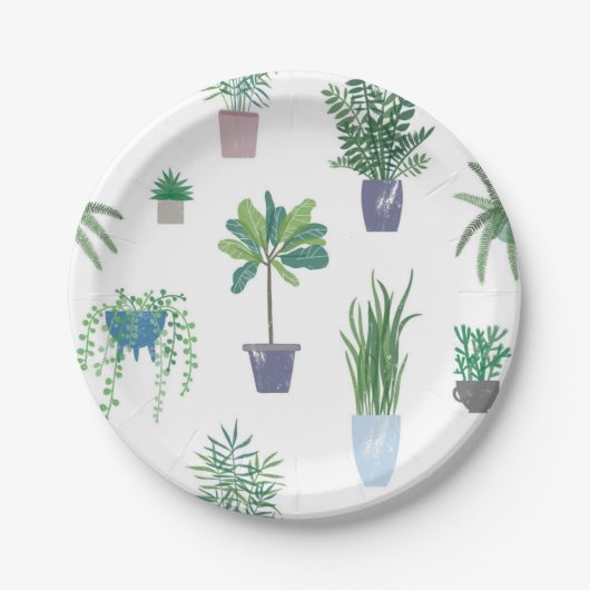 Plant patroon papieren bordje (Voorkant)