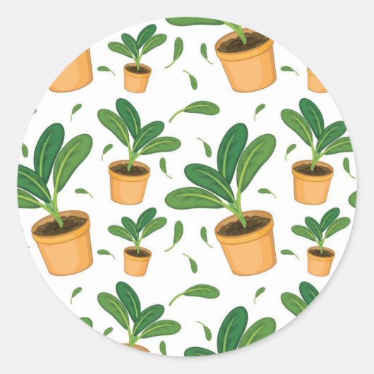 Plant patroon ronde sticker (Voorkant)