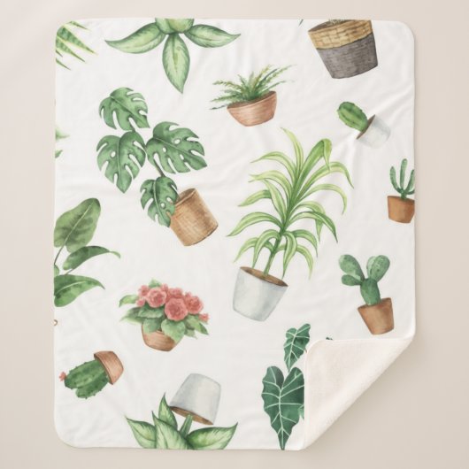 Plant patroon sherpa deken (Voorkant)