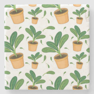 Plant patroon stenen onderzetter