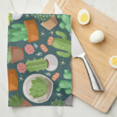 Plant patroon theedoek (Quarter Fold)