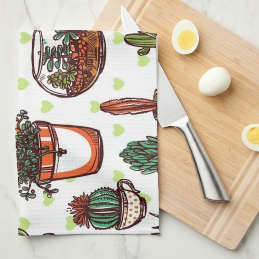 Plant patroon theedoek (Quarter Fold)