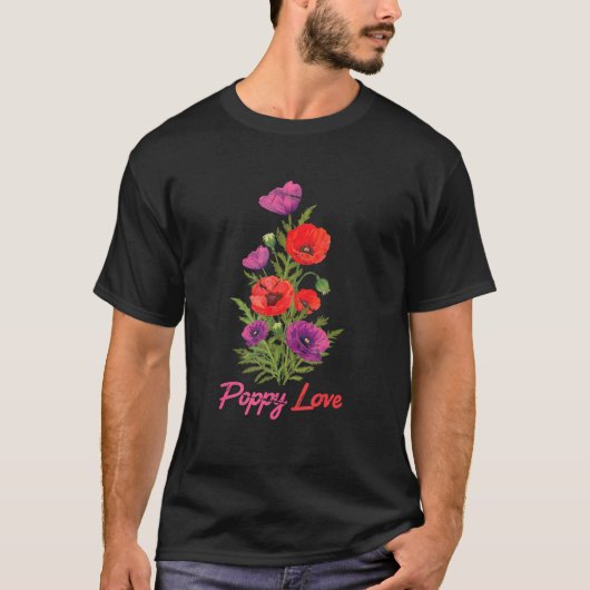 Plant - Poppy Love - Bloem - Plantaardige producte T-shirt (Voorkant)