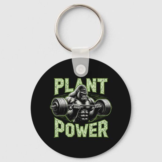 Plant Power T-shirt - Vegan en Vegetarische Gym Wo Sleutelhanger (Voorkant)