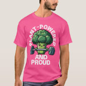 Plant Powered and Proud Broccoli Lifting Weights v T-shirt (Voorkant)