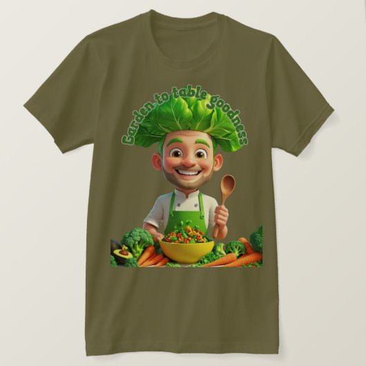 Plant-Powered Chef – Cooking with Kindness T-shirt (Design voorkant)