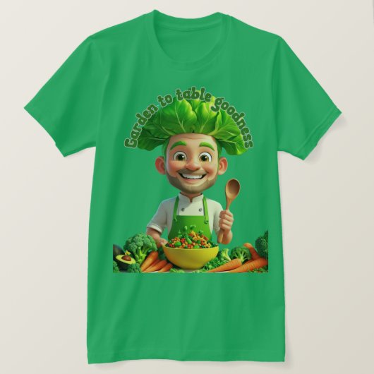 Plant-Powered Chef – Cooking with Kindness T-shirt (Design voorkant)