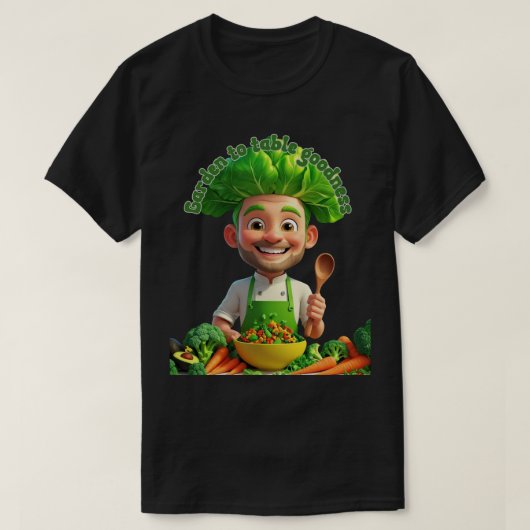 Plant-Powered Chef – Cooking with Kindness T-shirt (Design voorkant)