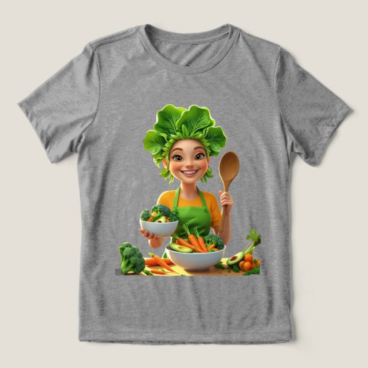 Plant-Powered Chef – Cooking with Kindness Tri-Blend Shirt (Design voorkant)