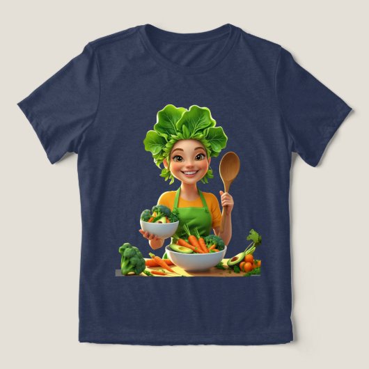 Plant-Powered Chef – Cooking with Kindness Tri-Blend Shirt (Design voorkant)