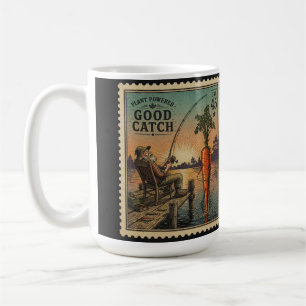 Plant Powered Good Catch - Vintage Stempel Kunst Koffiemok