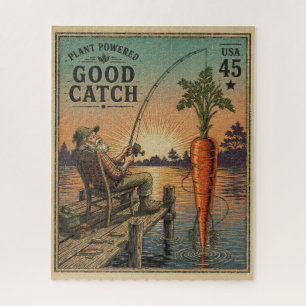 Plant Powered Good Catch - Vintage Stempel Kunst Legpuzzel