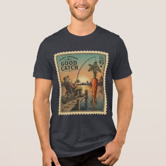 Plant Powered Good Catch - Vintage Stempel Kunst Tri-Blend Shirt