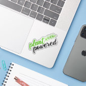 Plant Powered, Vegan Sticker (Laptop met iPhone)