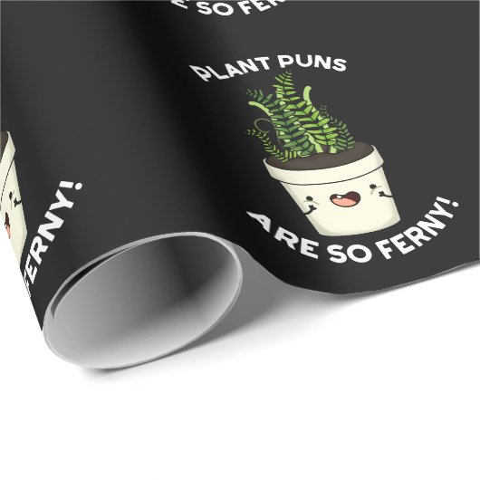Plant Puns is zo fern grappy Fern pun Dark BG Cadeaupapier (Rol Hoek)