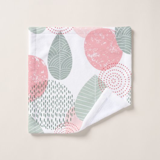 Plant Sage Green en Pink Morandi Bad Handdoek (Wasdoekje)
